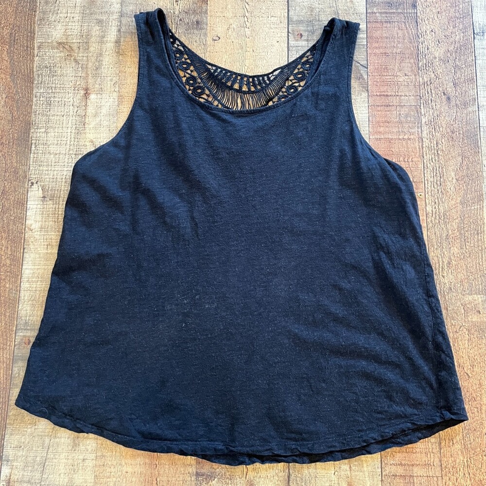 Torrid Black Tank Top Back Crochet Cotton L/12/0 Boho Summer Modal - Picture 7 of 8